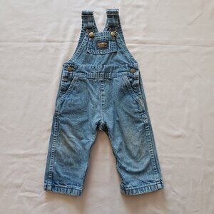 Vintage OshKosh B Gosh Infant‎ Overalls 24m Denim Pockets Snaps Made USA